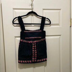 Paul & Joe for Target Black Sleeveless Floral Printed Tank Top (sz xs)